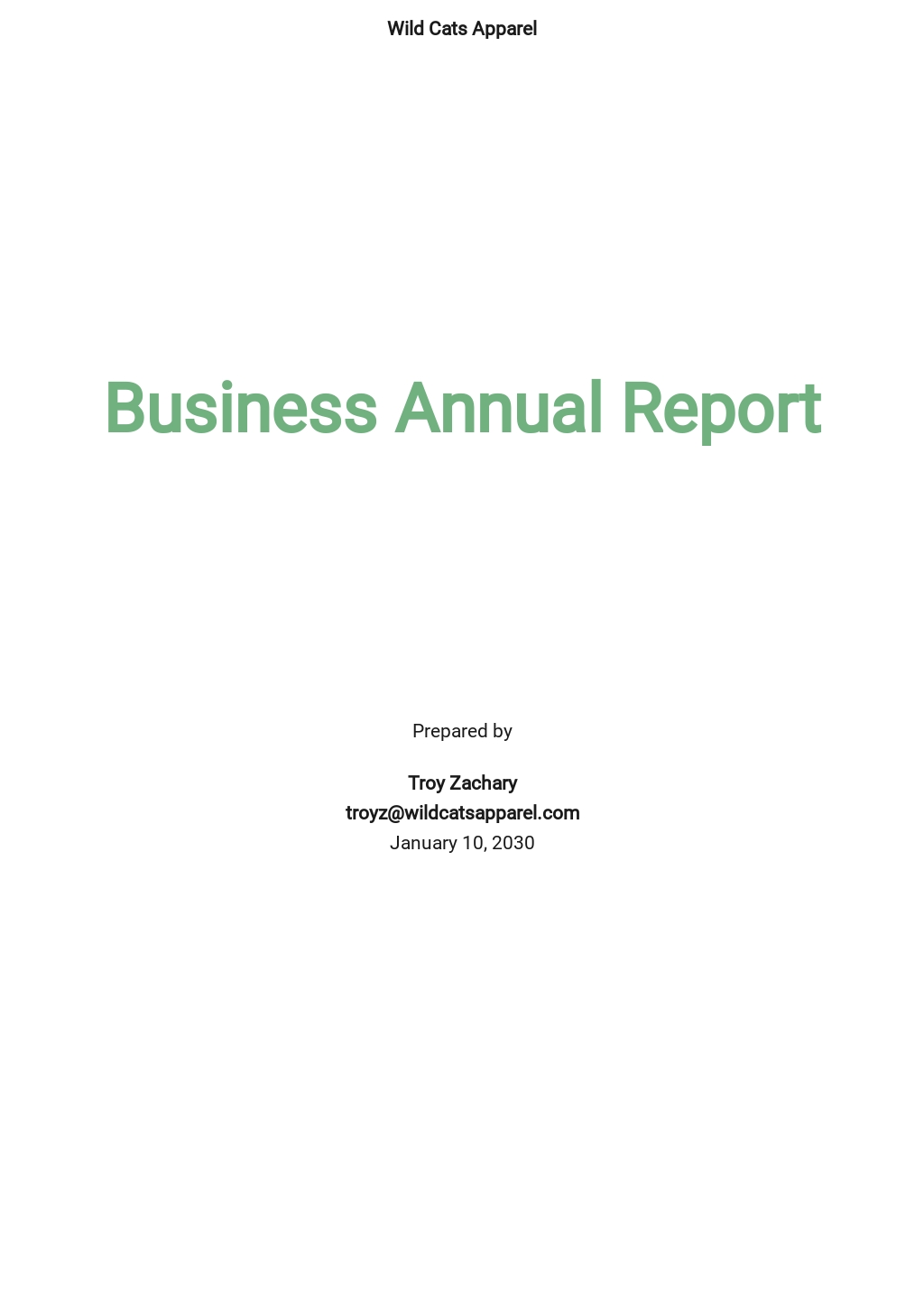 Annual Report Cover Page Template Google Docs, Word