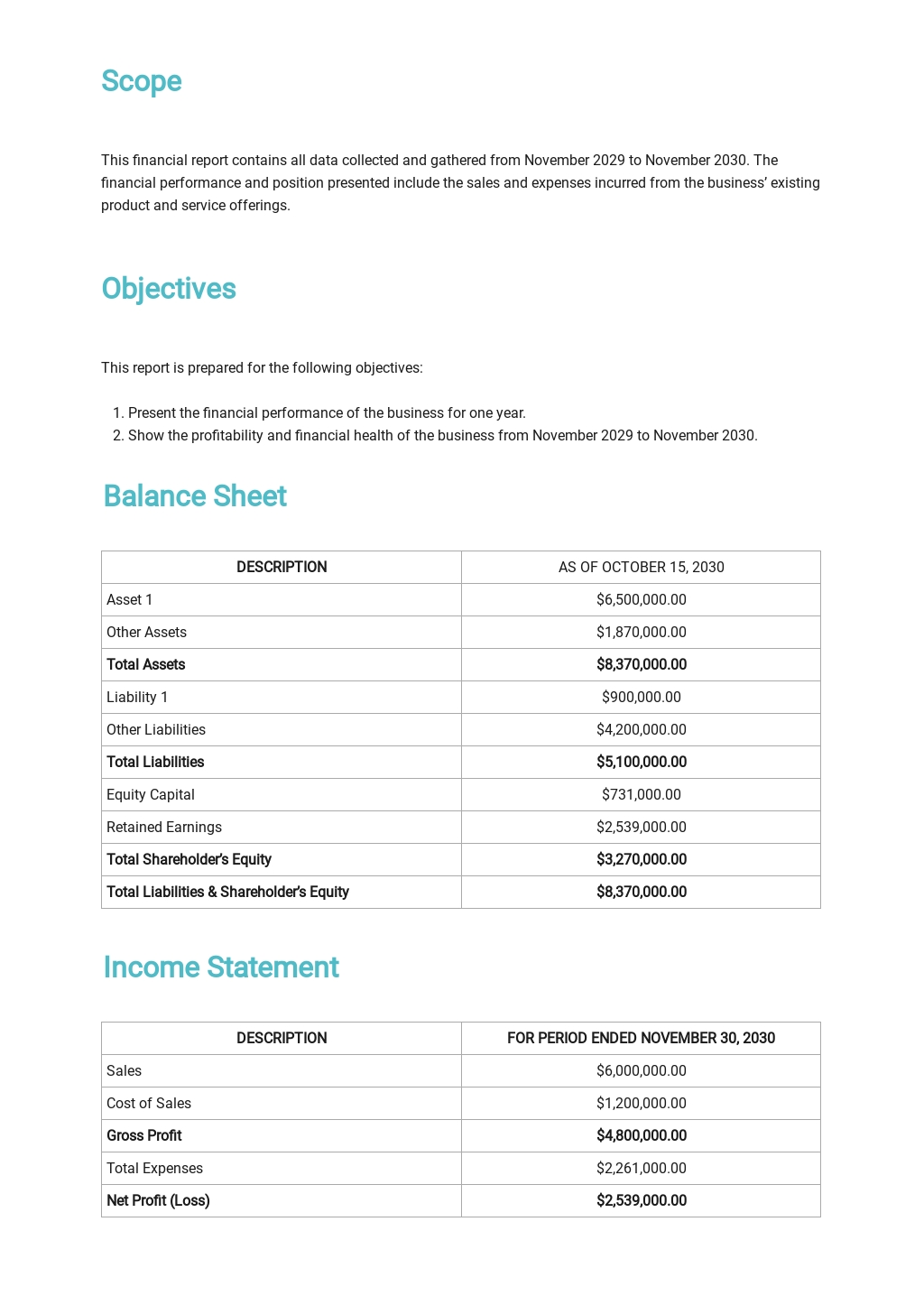 Annual Financial Report Template Free PDF Word DOC Apple MAC 