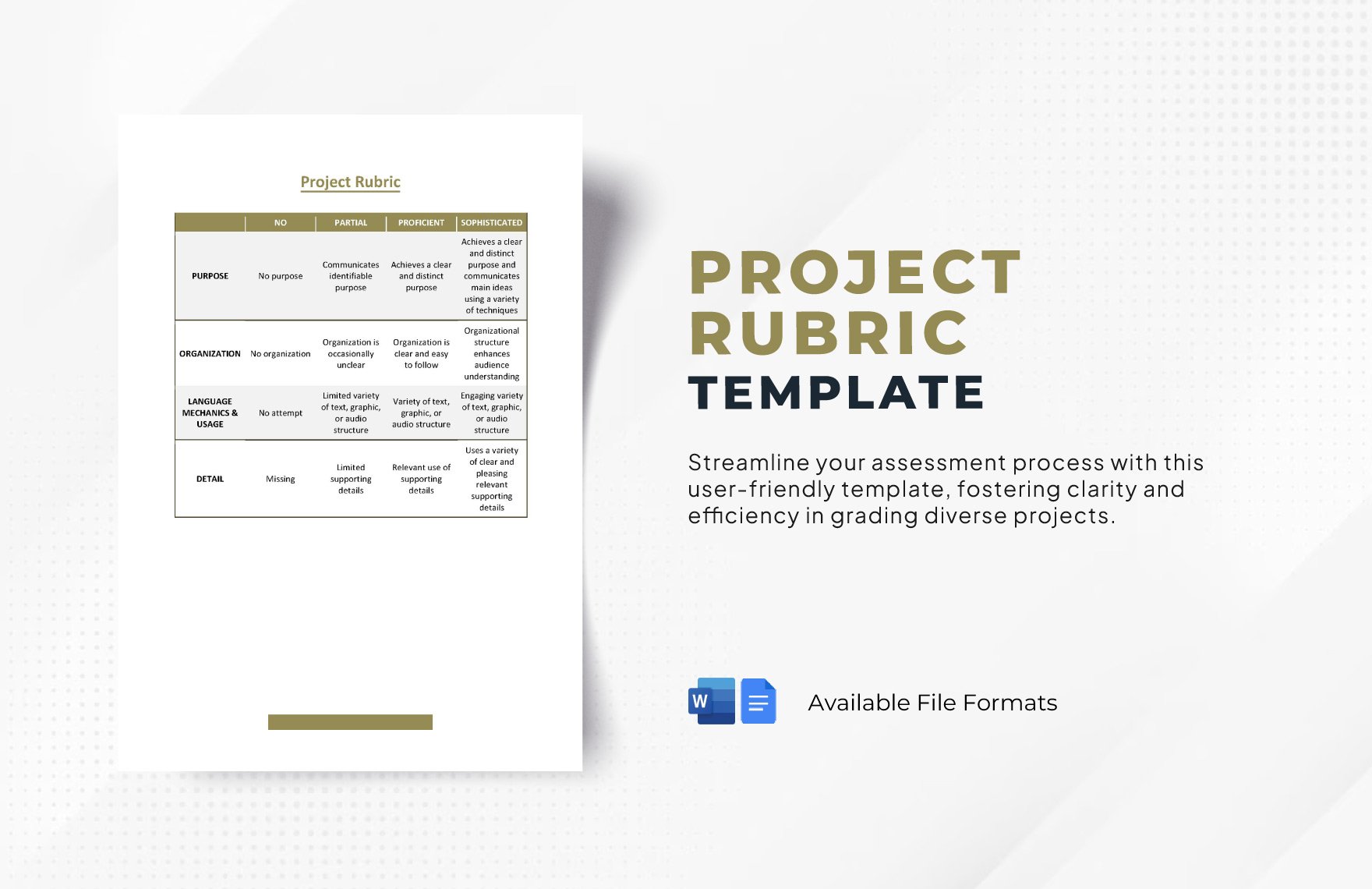 Free Project Rubric Template in Word, Google Docs