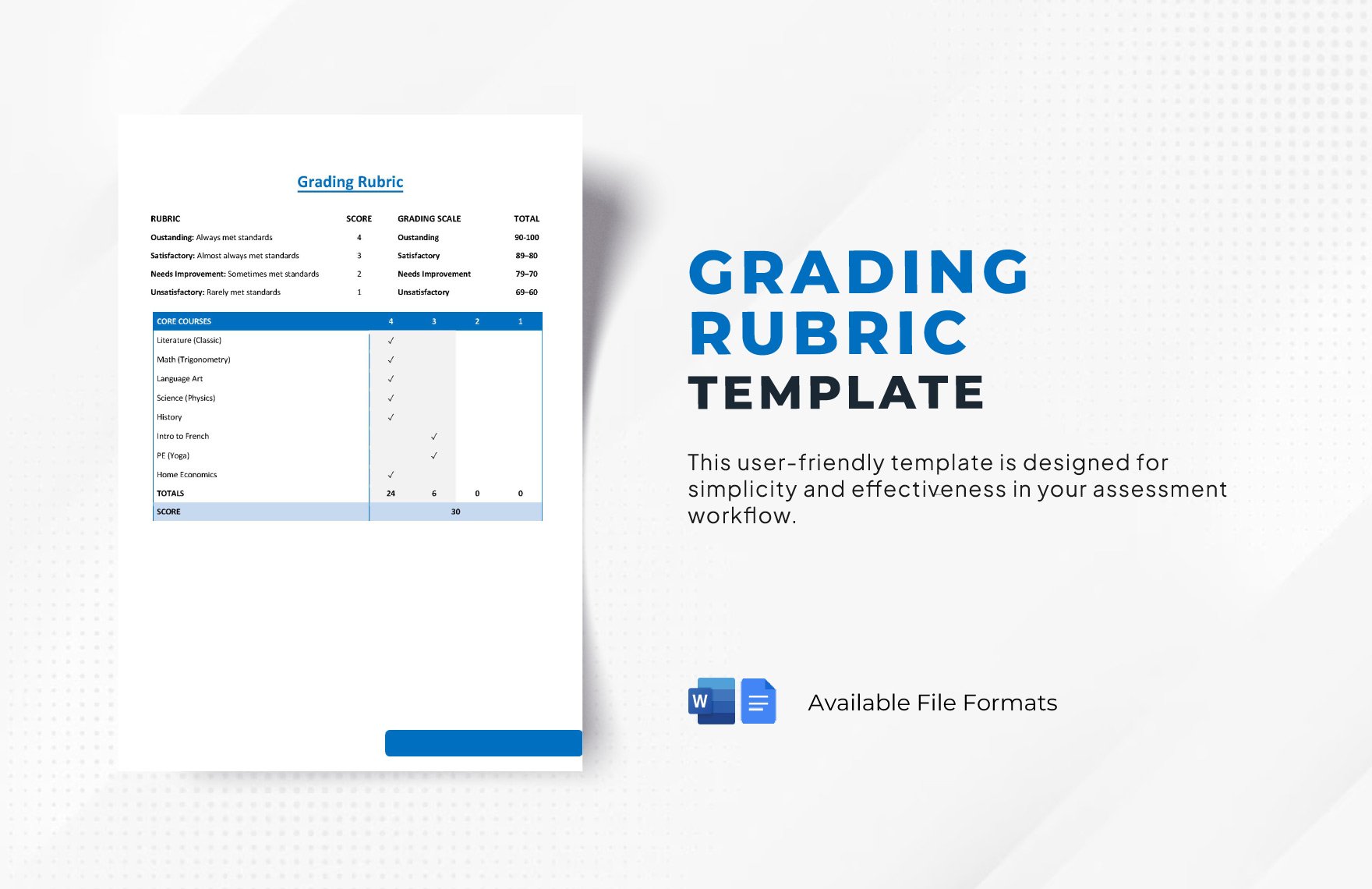 Free Grading Rubric Template in Word, Google Docs