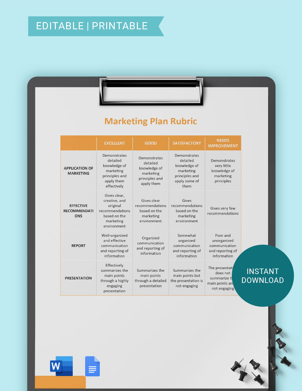 Marketing Plan Rubric Template in Word, Google Docs - Download | Template.net