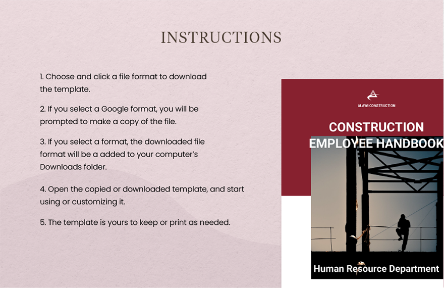Construction Employee Handbook Template