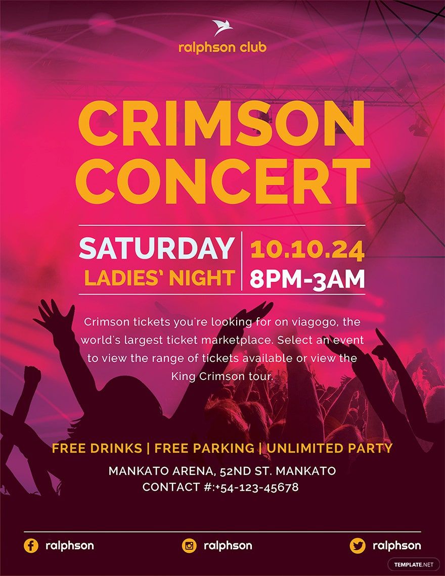 Free Crimson Concert Flyer Template