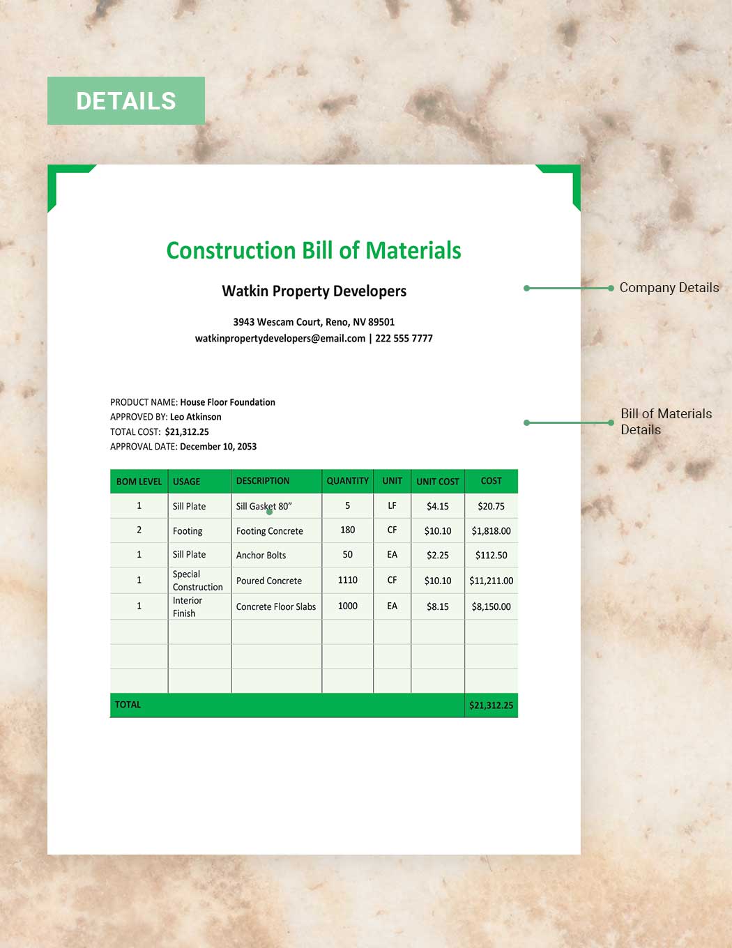 Great Info About Construction Bill Of Materials Template - Webunit