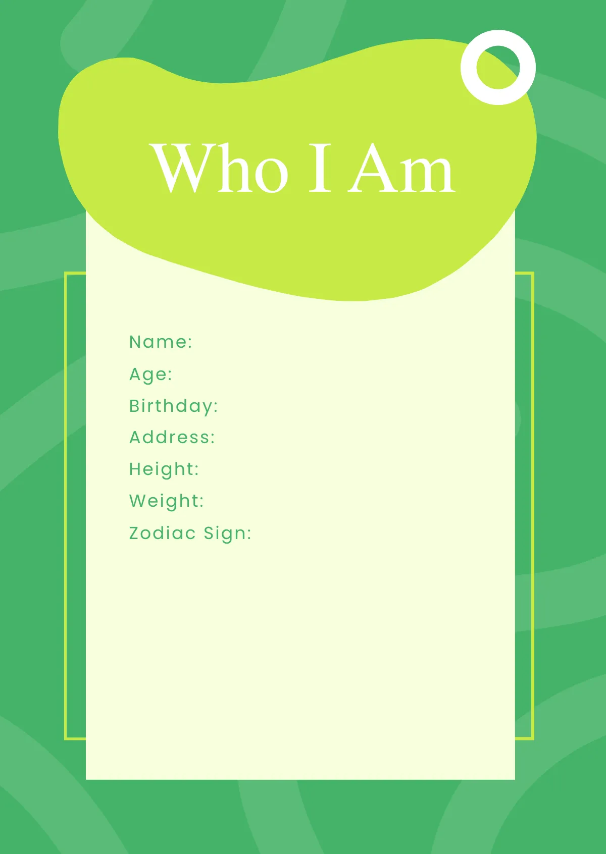 Free All About Me Book Template to Edit Online