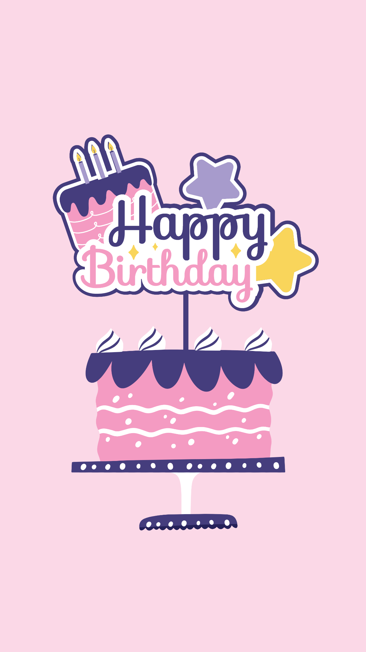 Happy Birthday Cake Topper Mobile Background Template