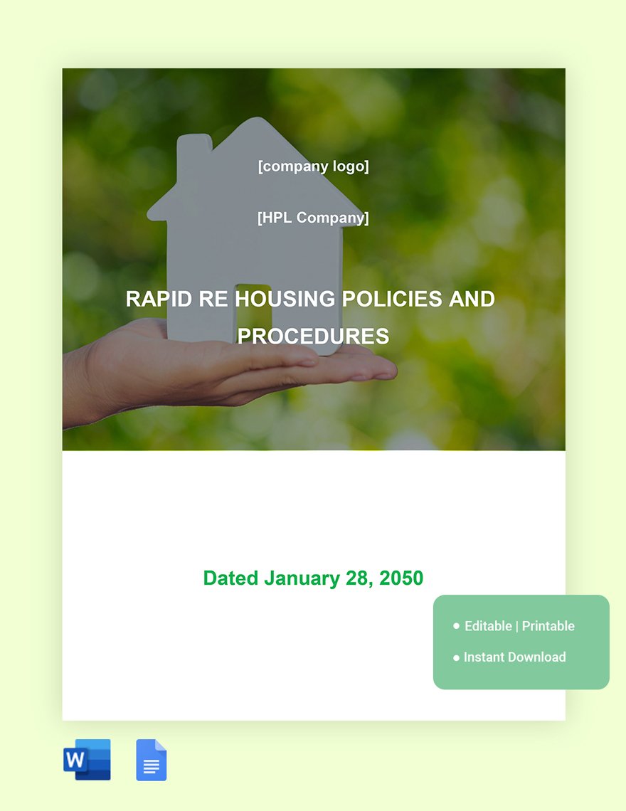 Rapid Re Housing Policies And Procedures in Word, Google Docs