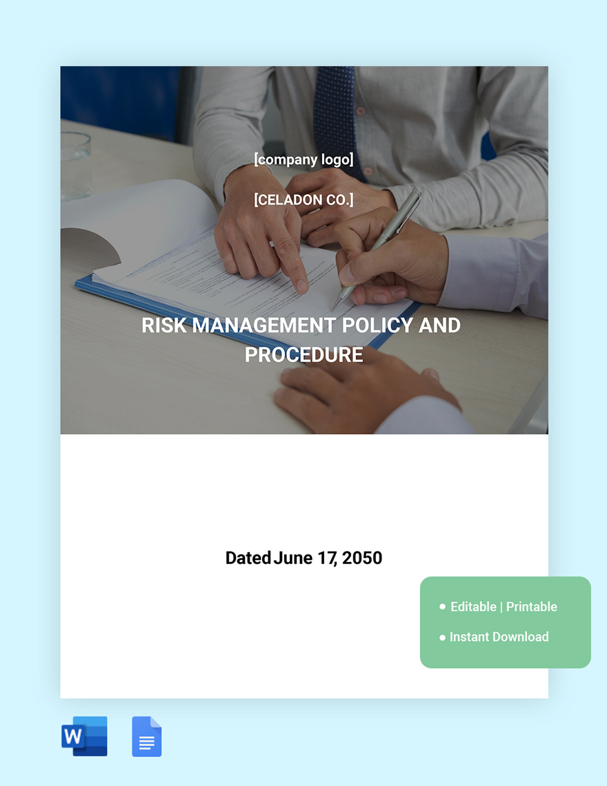 Risk Management Policy And Procedure in Word Google Docs Download