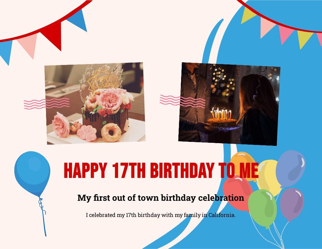 Birthday Scrapbook in Word, PSD, Apple Pages