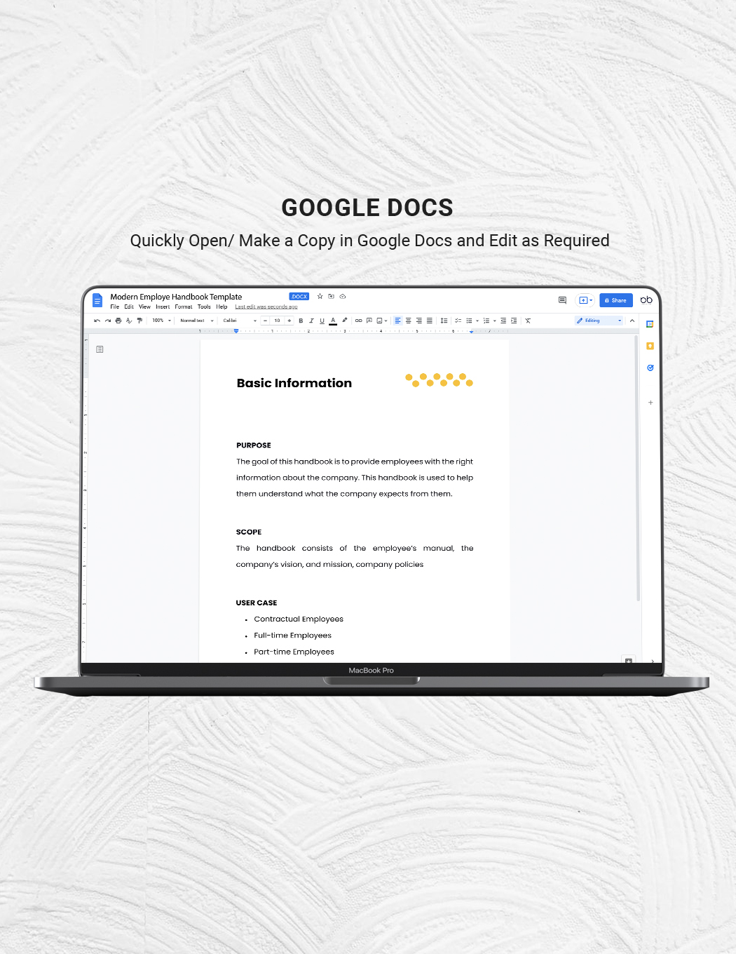 Free Modern Employee Handbook Template to Edit Online