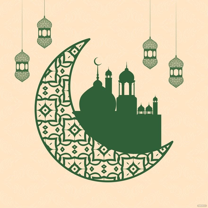 Ramadan Kareem With Lanterns Vector