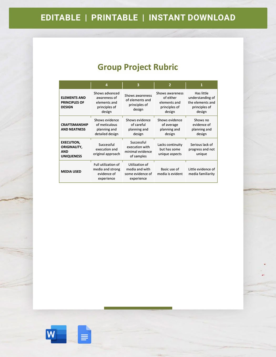 Group Project Rubric Template