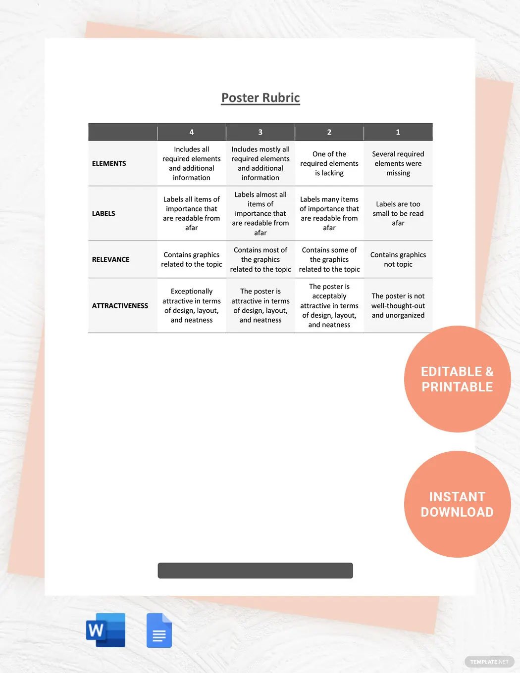 Poster Rubric Template