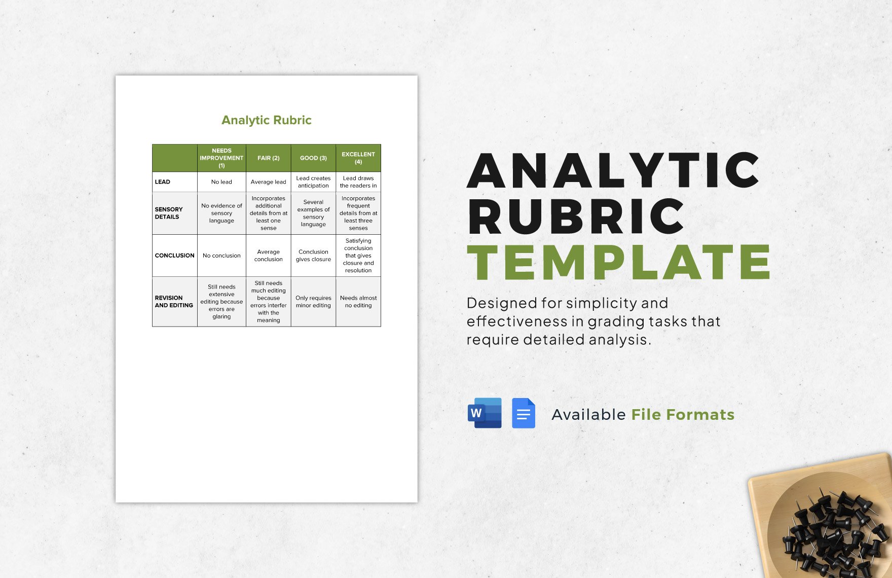 Analytic Rubric Template in Word, Google Docs