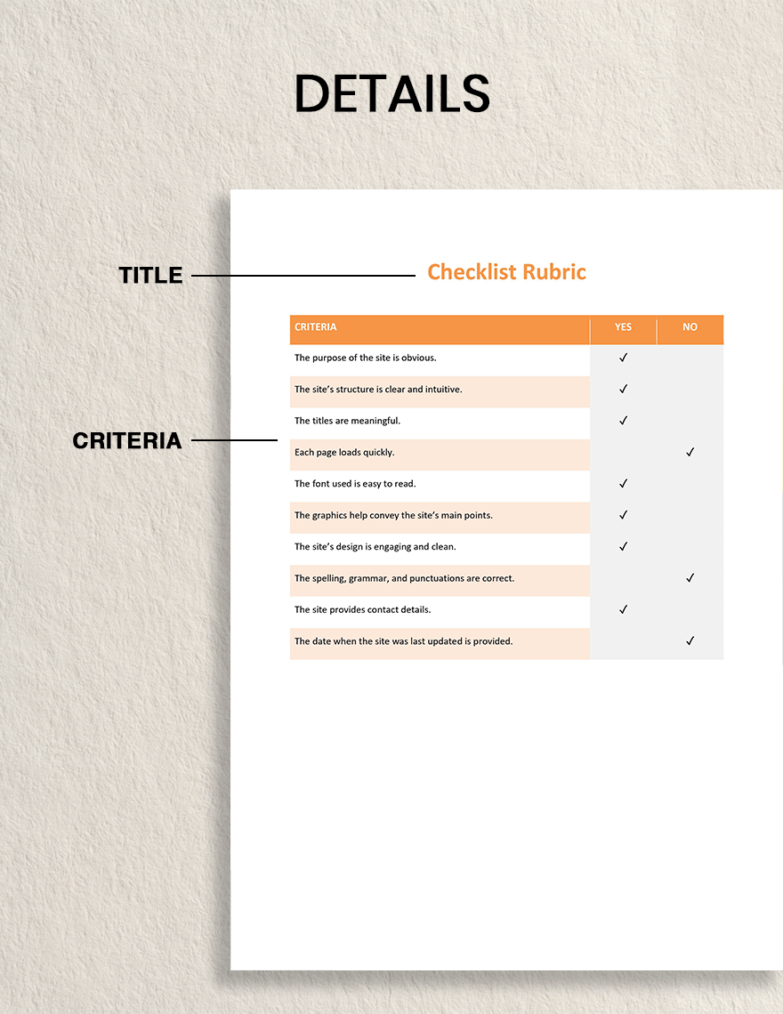 Checklist Rubric Template - Download in Word, Google Docs | Template.net