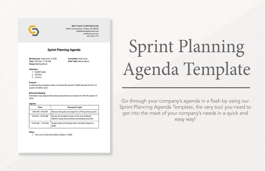 Sprint Planning Agenda Template Google Docs Word Template