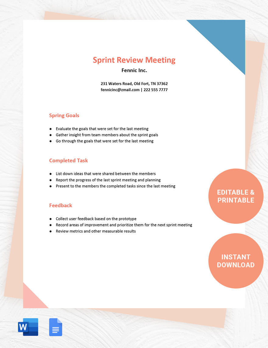  Sprint Review Meeting Email Template 