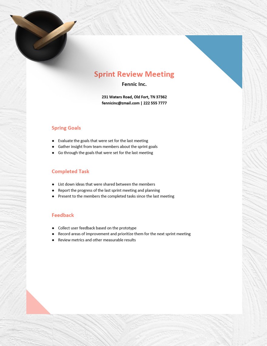 sprint review meeting email template