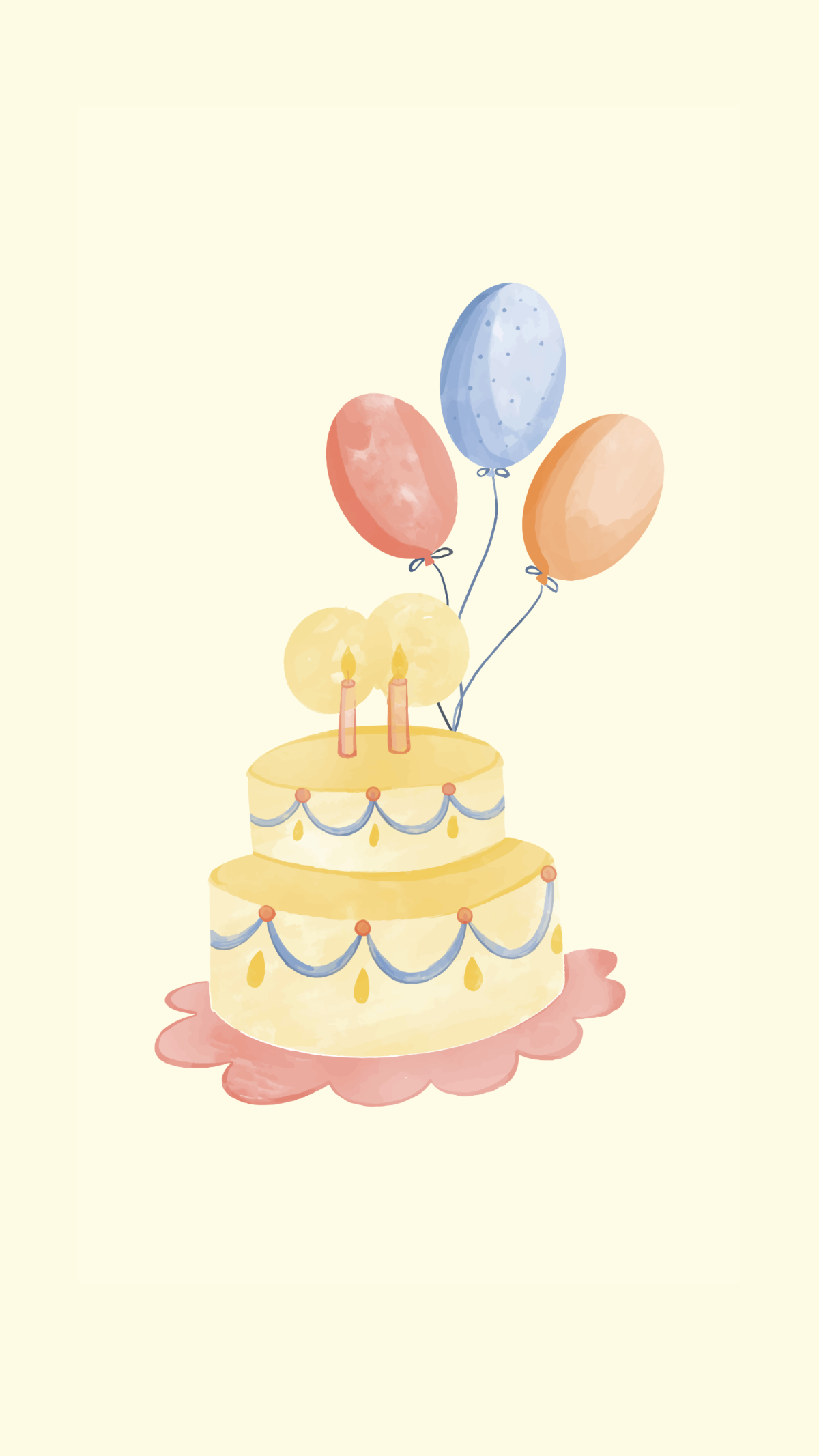 Watercolor Happy Birthday Mobile Background Template