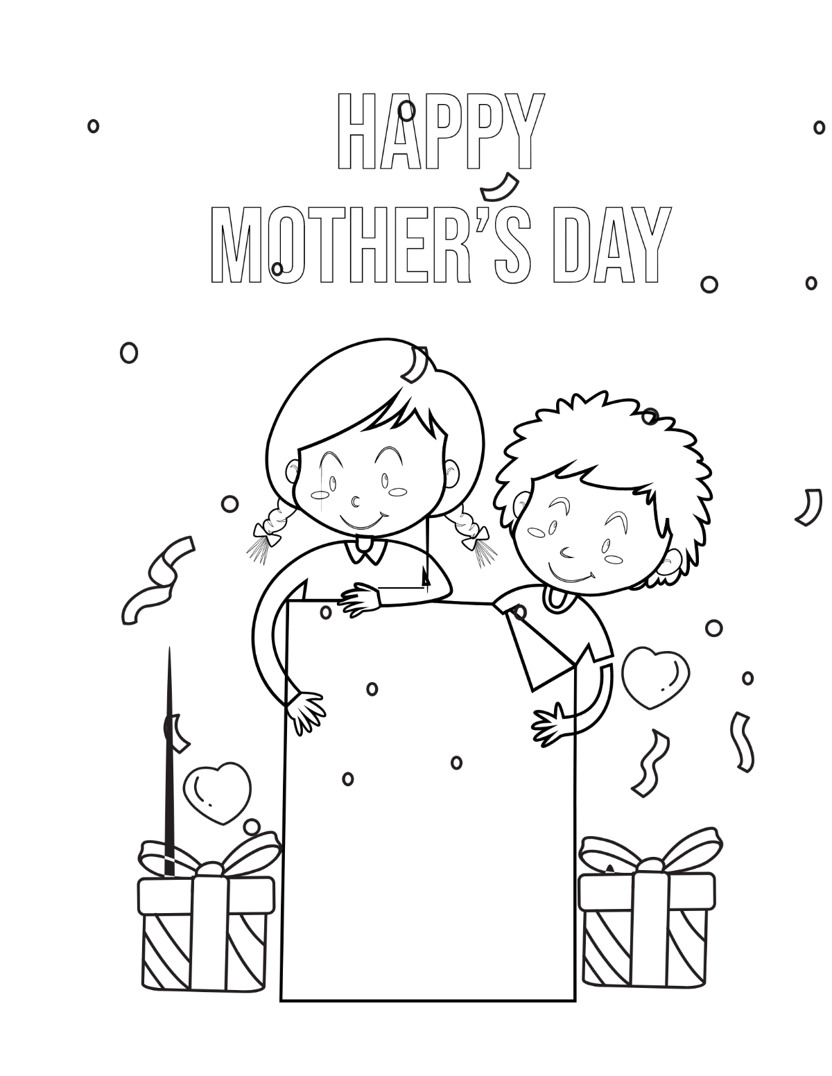 Cute Happpy Mother's Day Coloring Page Template