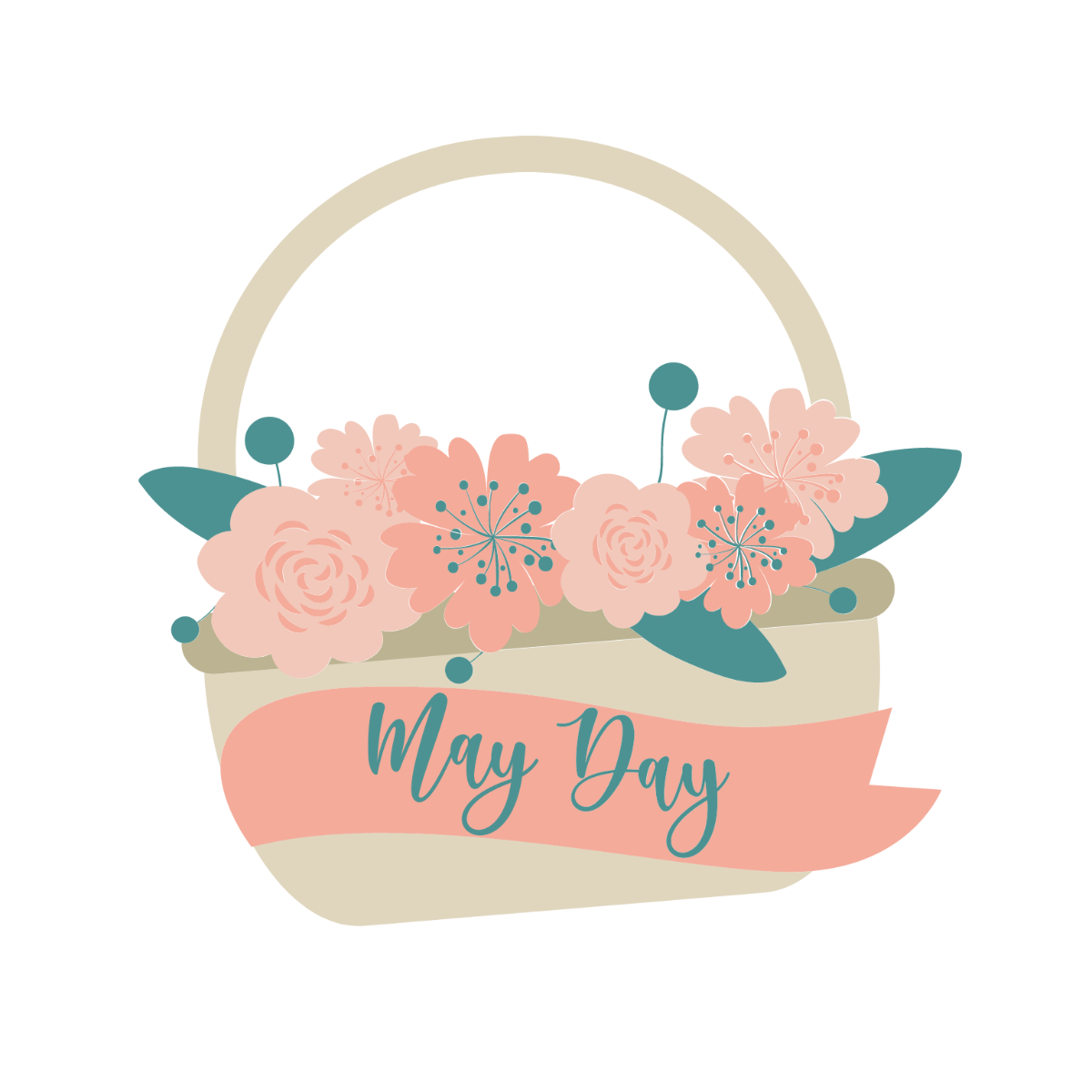 May Day Basket Clipart Template