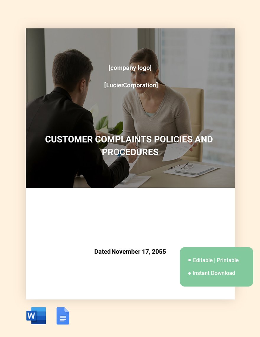 Customer Complaints Policy And Procedure Template