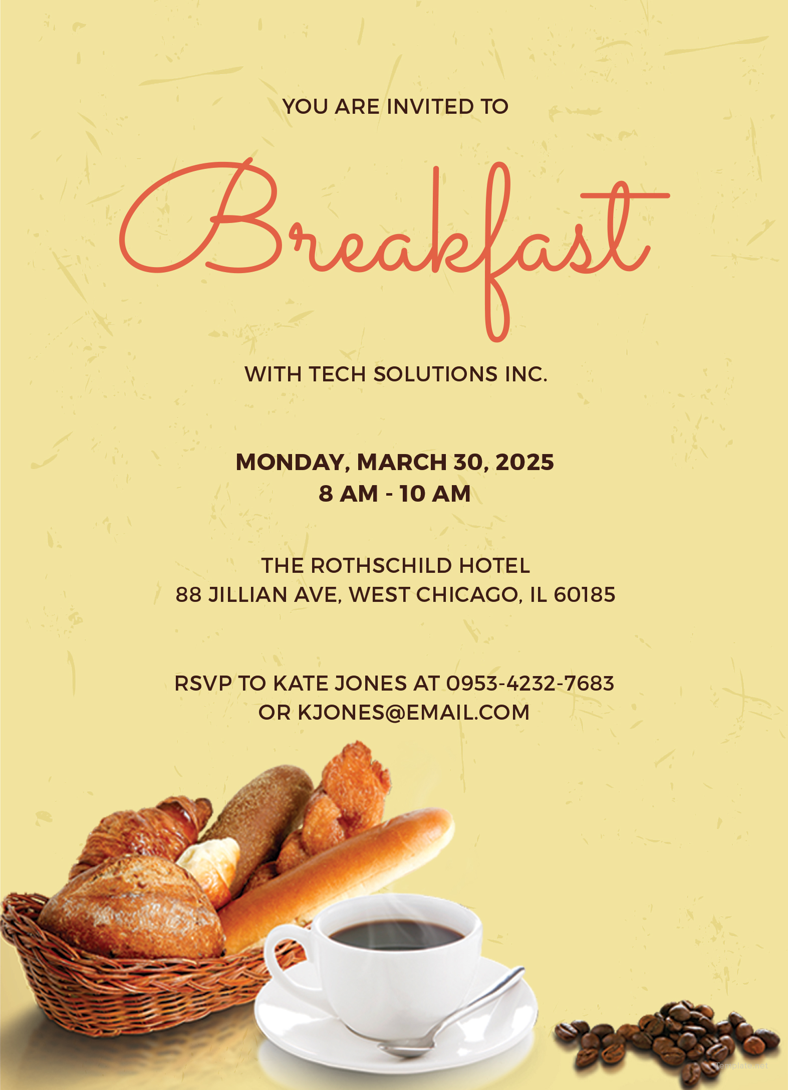 Free Company Breakfast Invitation Template in Adobe 