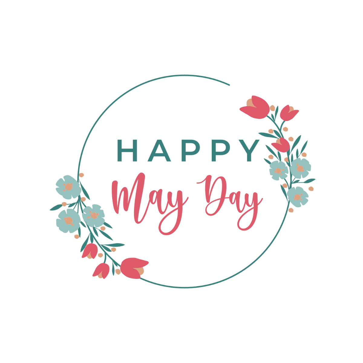 Floral May Day Clipart Template