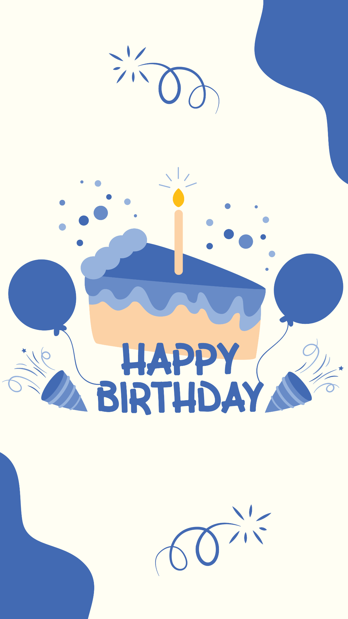 Blue Happy Birthday Mobile Background Template