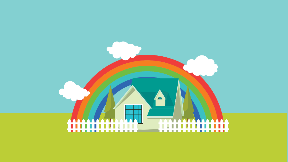 Rainbow House Background Template