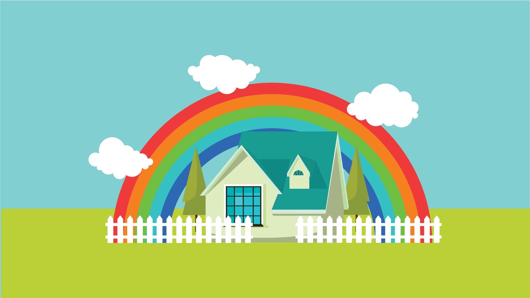 Free Rainbow House Background 