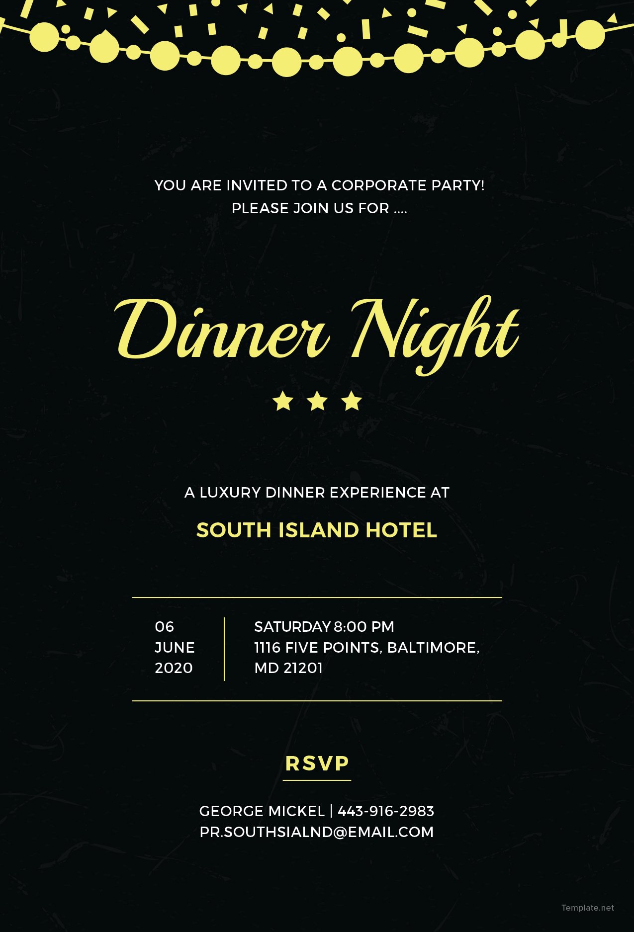 Free Company Dinner Night Invitation Template In Adobe Photoshop 