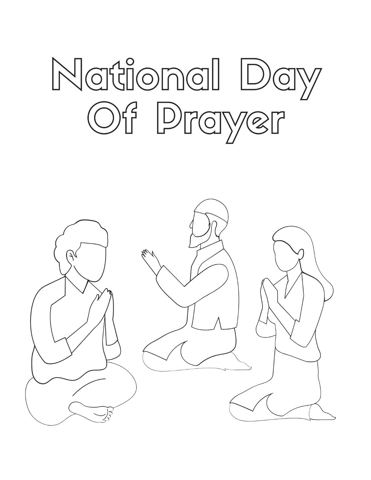 National Day Of Prayer Coloring Page Template