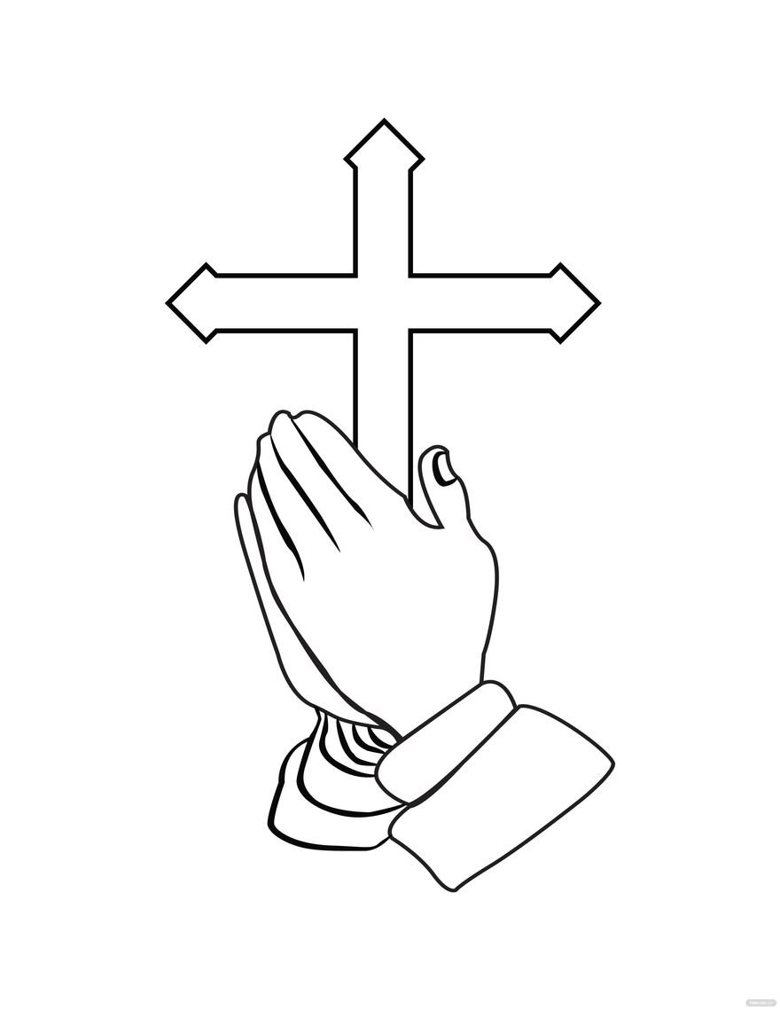 Praying Hands Coloring Page Template
