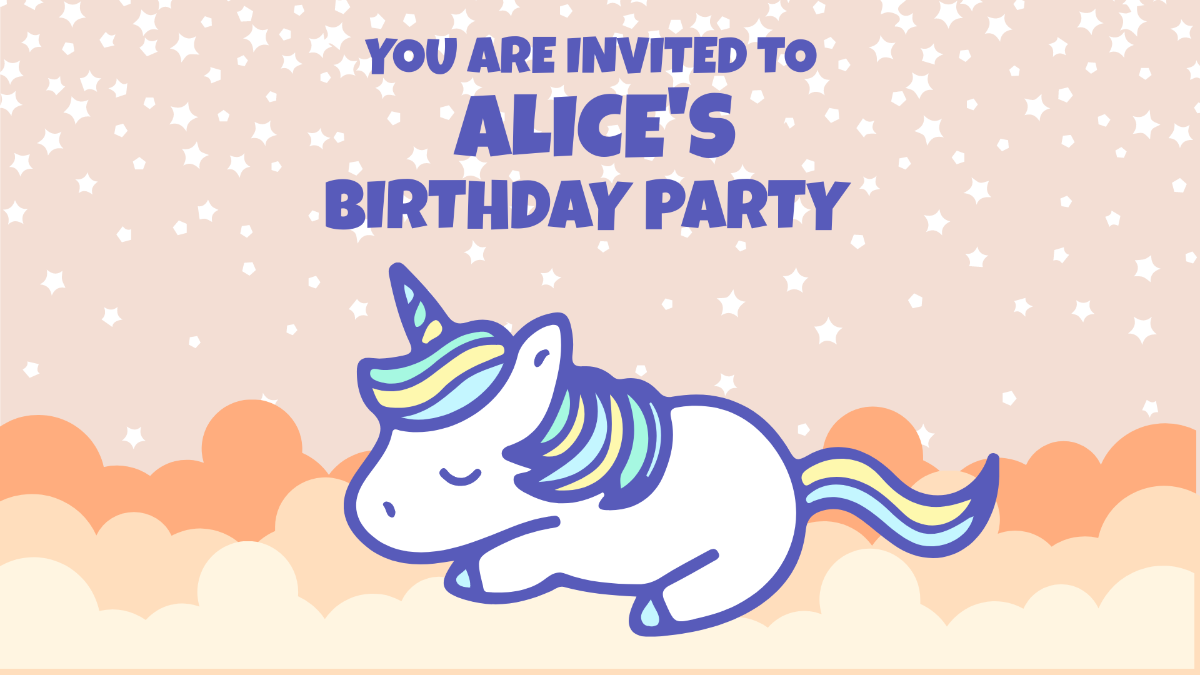 Unicorn Birthday Invitation Background Template