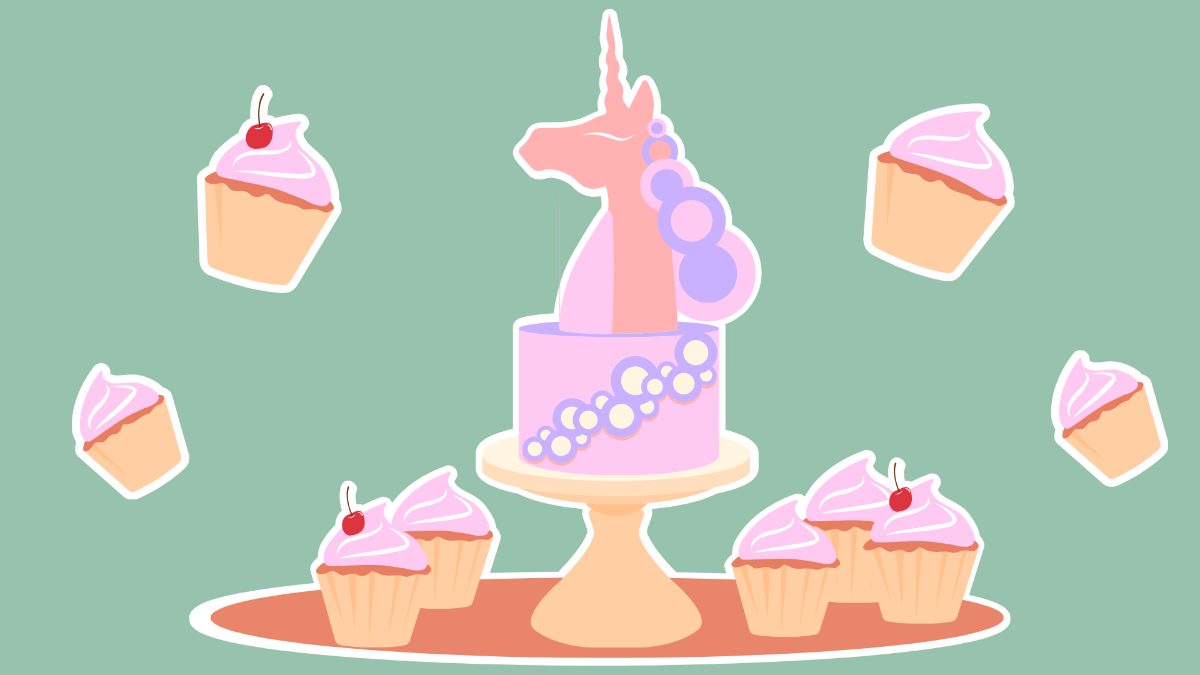 Unicorn Cake Background Template