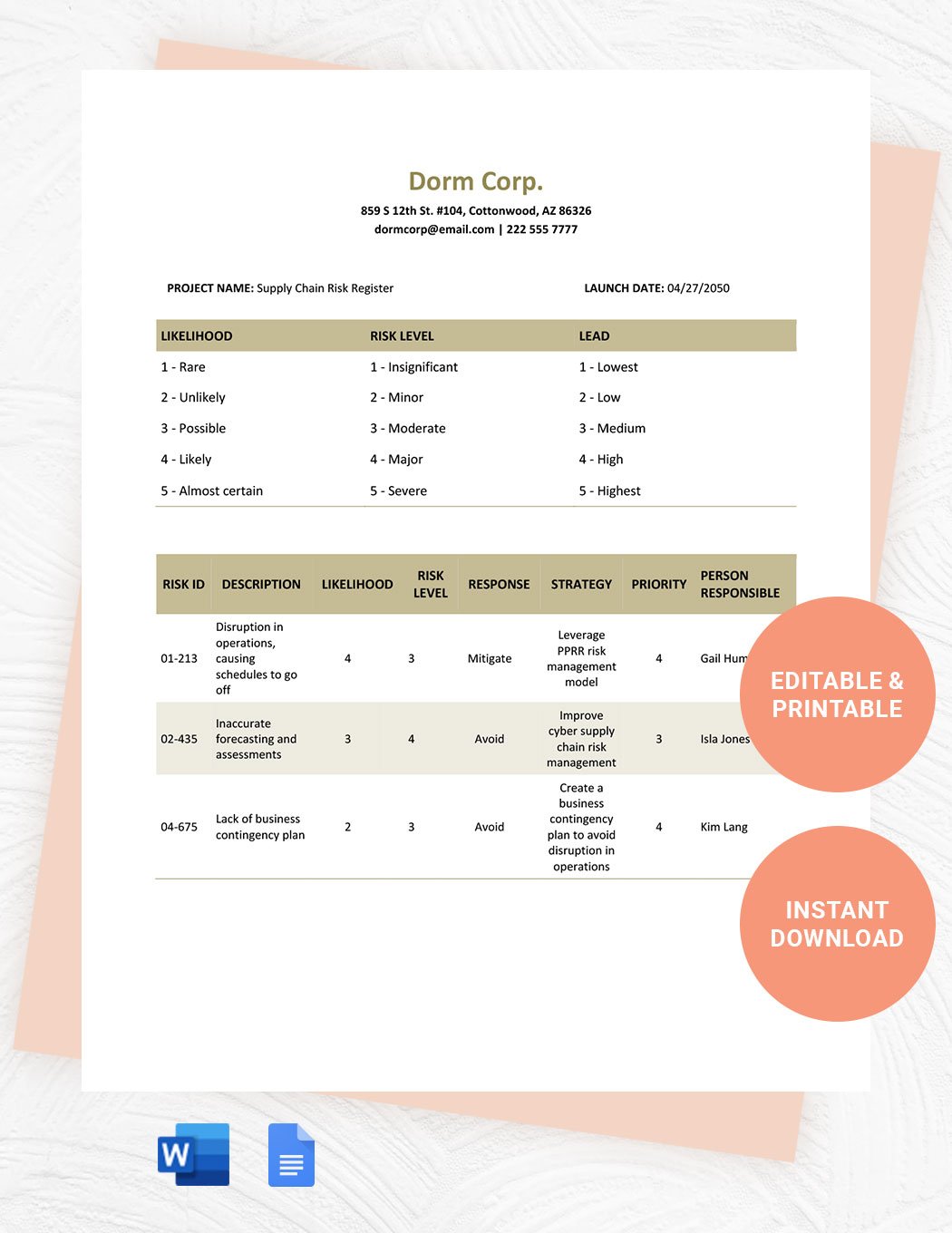 FREE Supply Chain Template - Download in Word, Google Docs, Excel, PDF ...