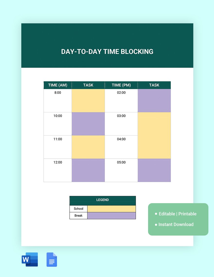 Daily Time Blocking Template