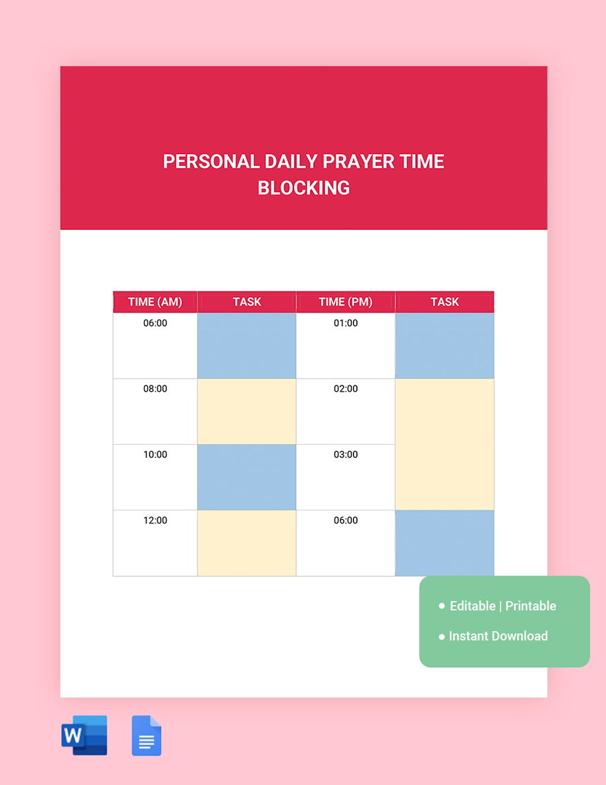 Time Blocking Planner Template