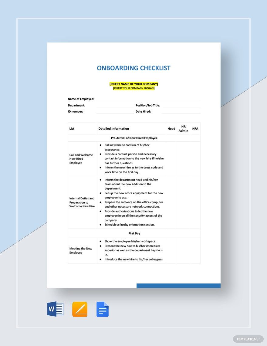 Simple Onboarding Checklist Template Download In Word Google Docs 