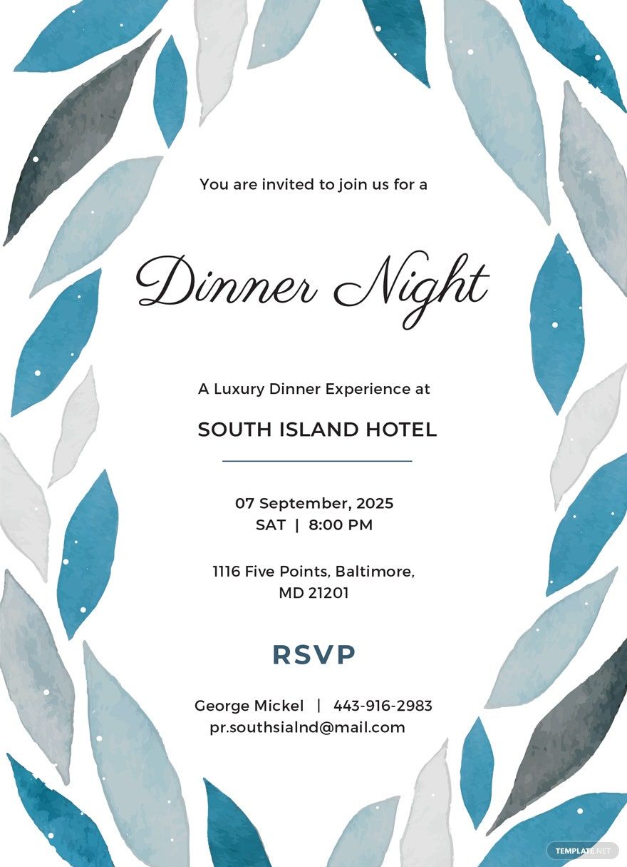 Team Dinner Invitation Template - Google Docs, Illustrator, Word, Apple ...