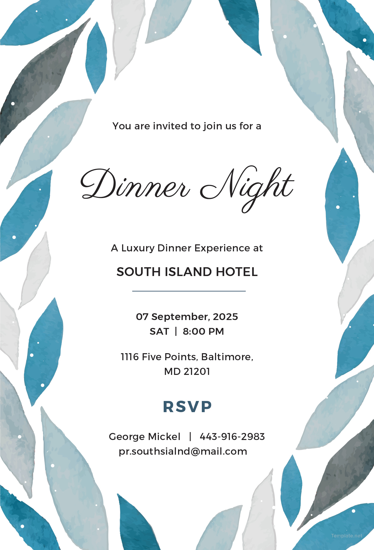 Dinner Invitation Card Template Free Download