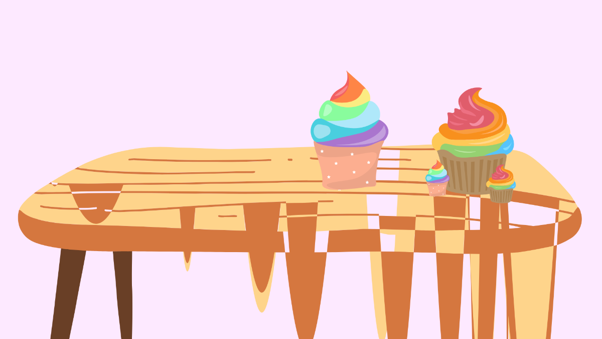Rainbow Cupcake Background Template