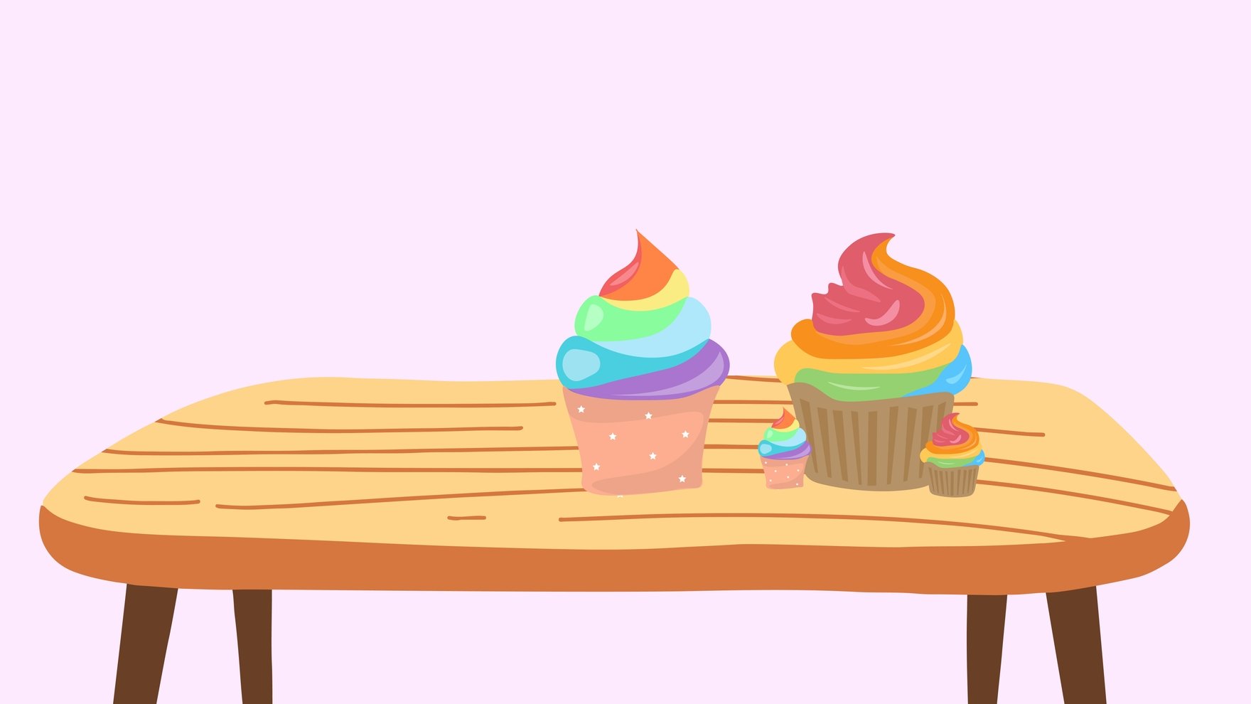 Free Rainbow Cupcake Background