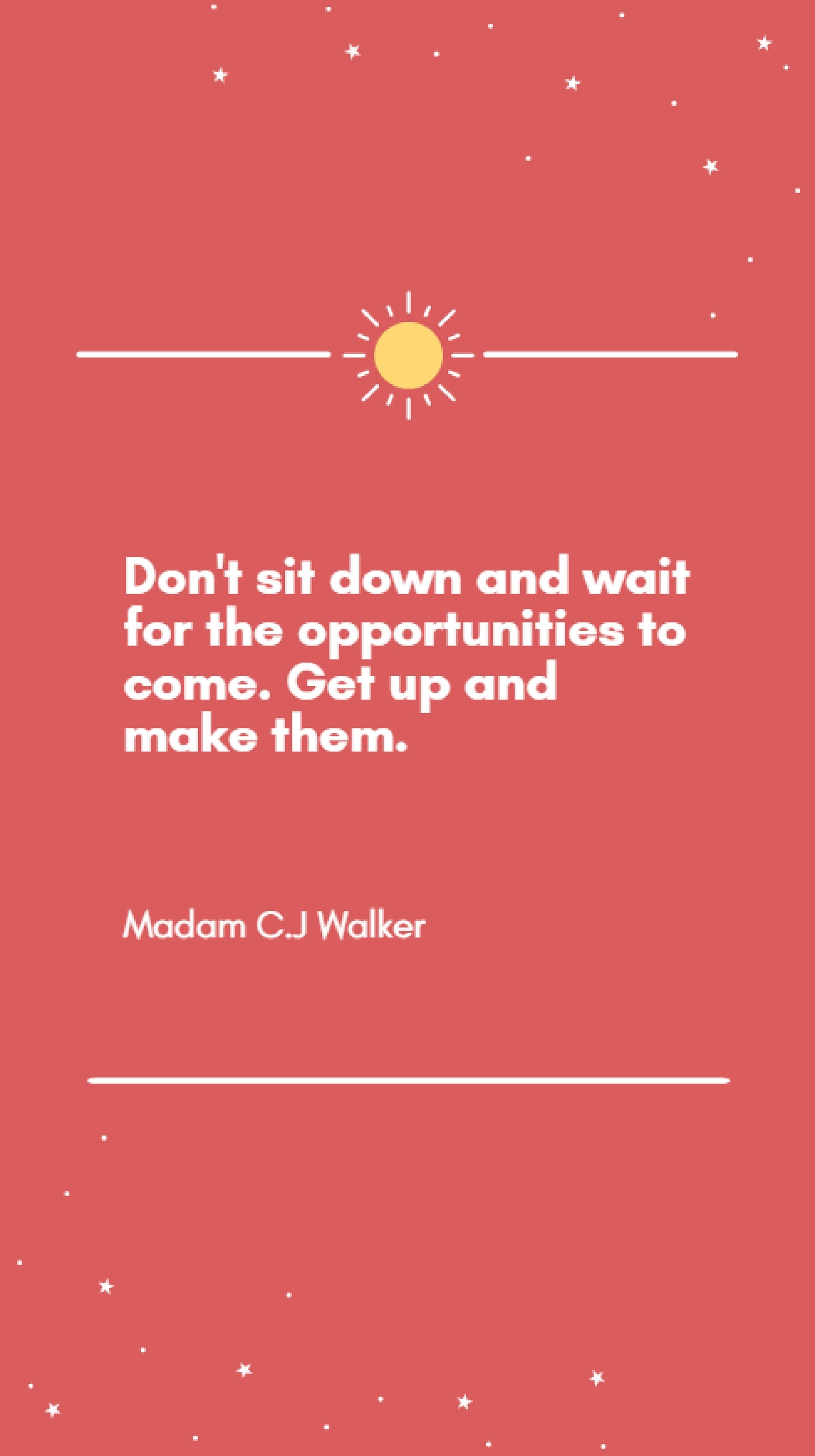 Madam C.J Walker - Don't sit down and wait for the opportunities to come. Get up and make them
