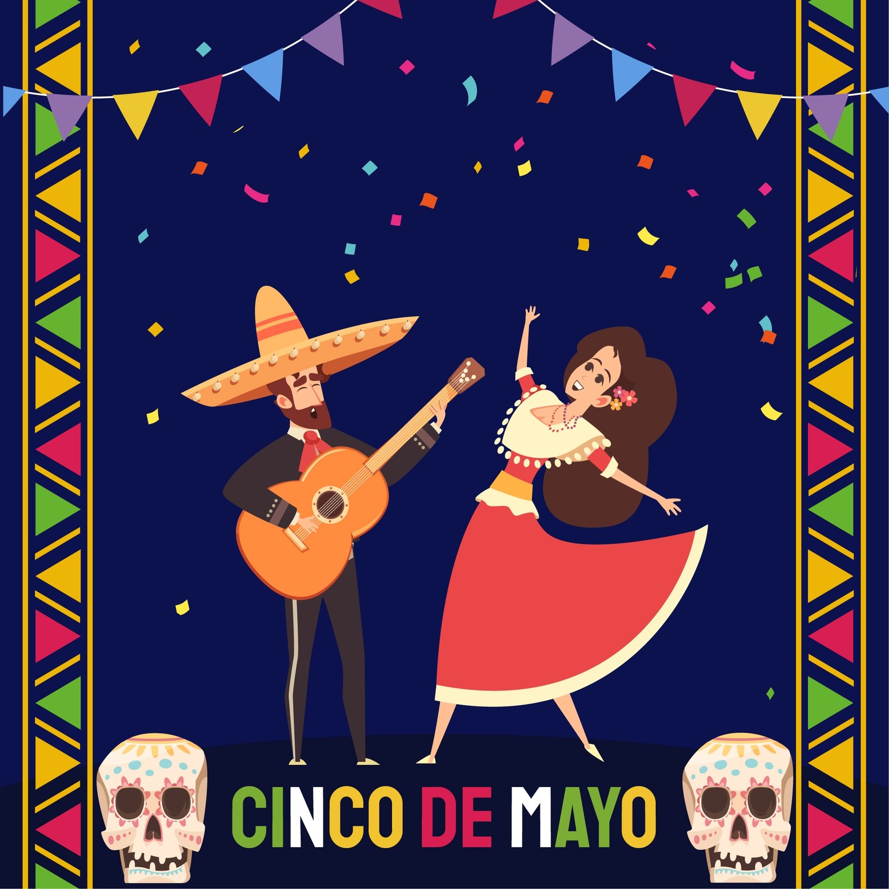 Free Happy Cinco De Mayo Festive in Illustrator, EPS, SVG, JPG, PNG