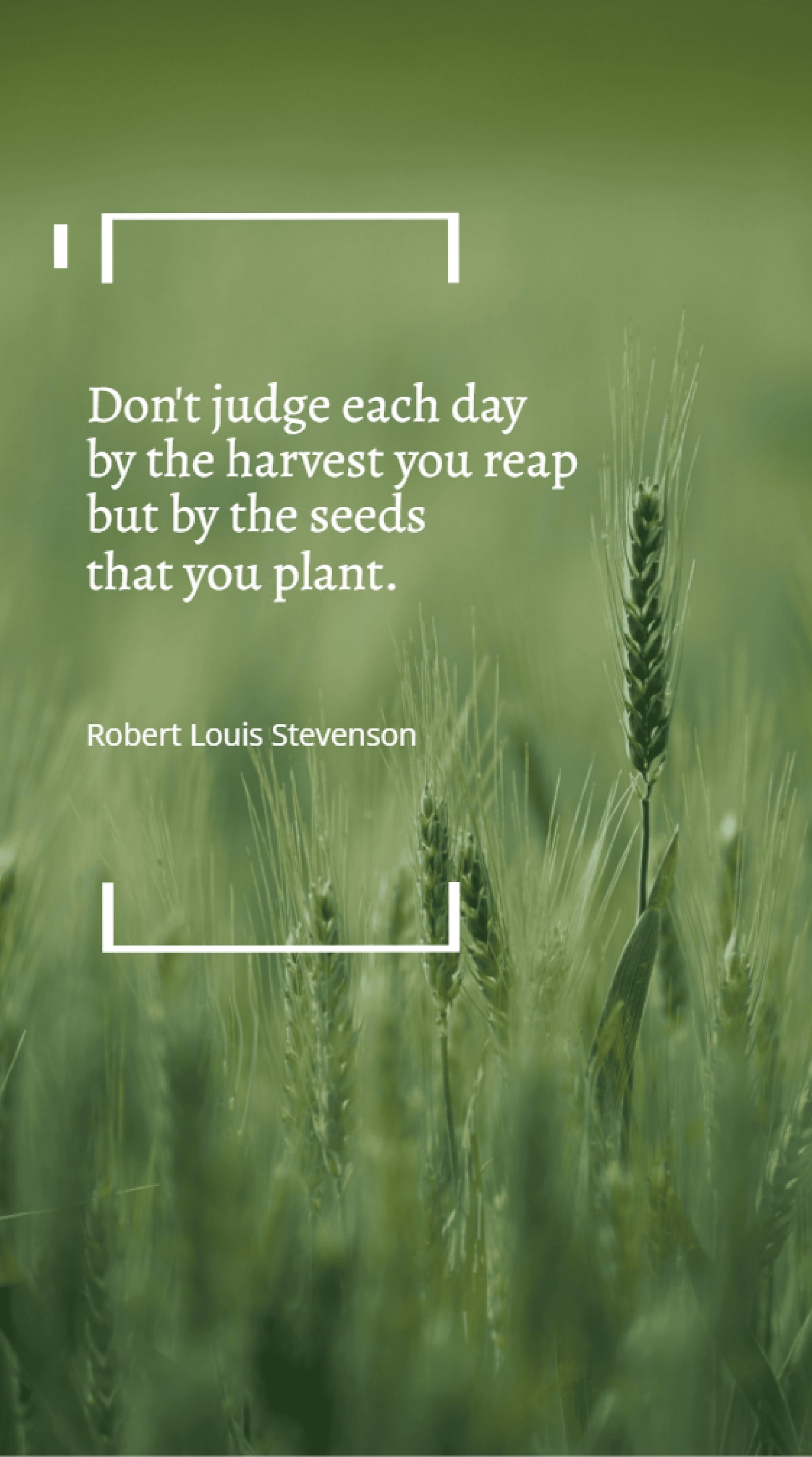 Robert Louis Stevenson - Don't judge each day by the harvest you reap but by the seeds that you plant
