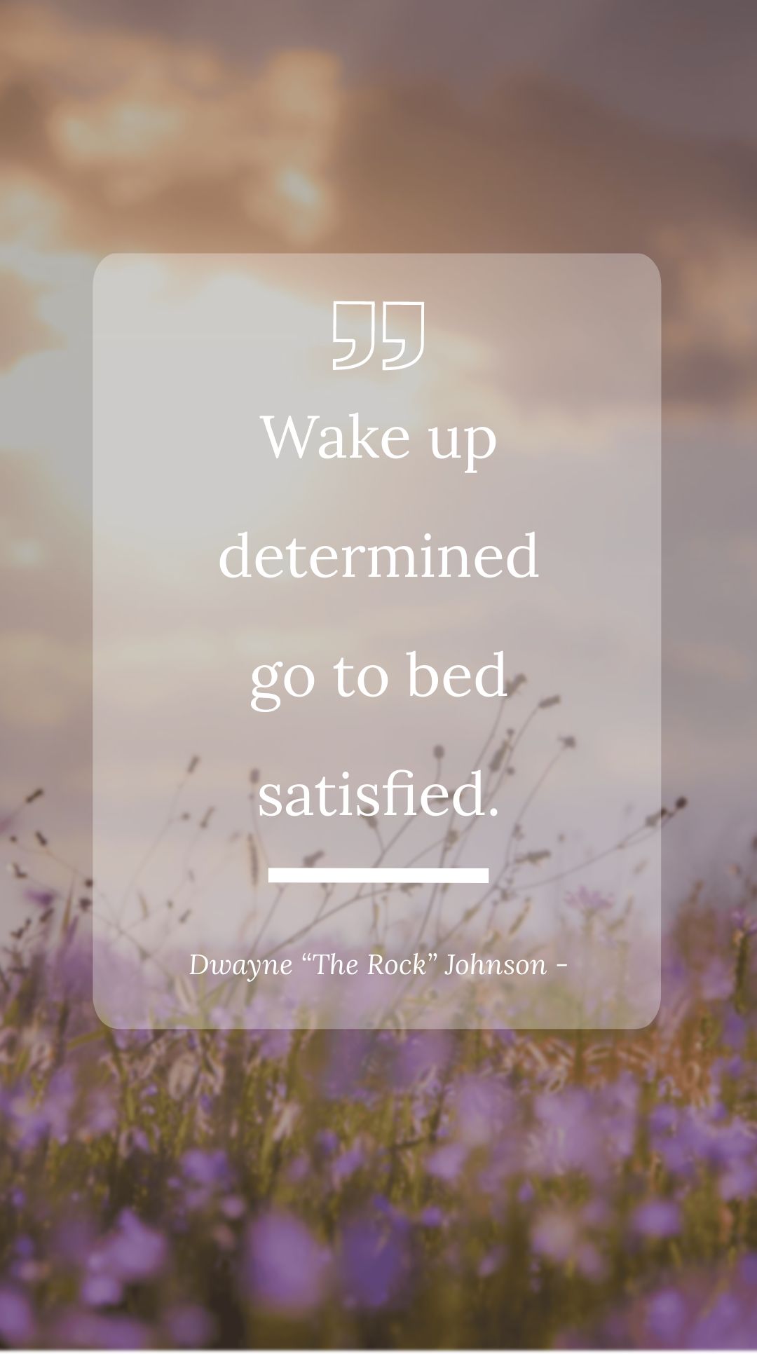 Dwayne “The Rock” Johnson - Wake up determined go to bed satisfied.