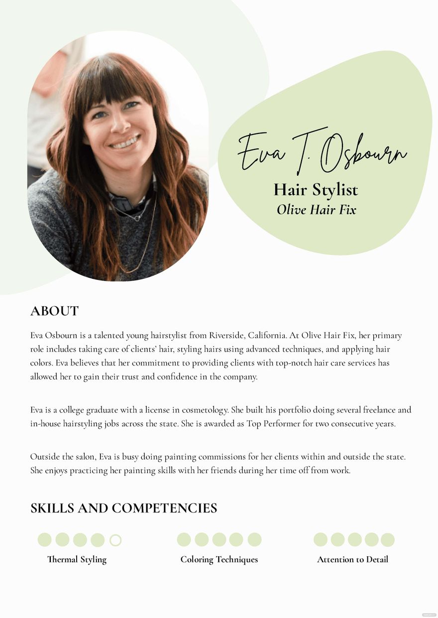 Professional Bio Template For Hair Stylist