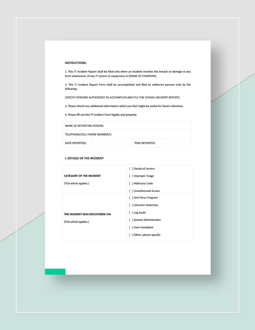 IT Incident Report Template - Google Docs, Word | Template.net